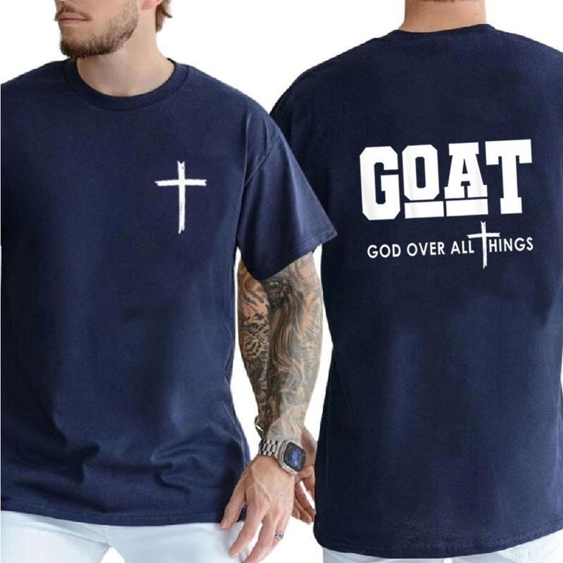 Goat God Over All Things 2 Sided hirt, Jesus Tee, Casual Style Crew Neck Short Sleeve T-Shirt Tops Trendy for Unisex, For...