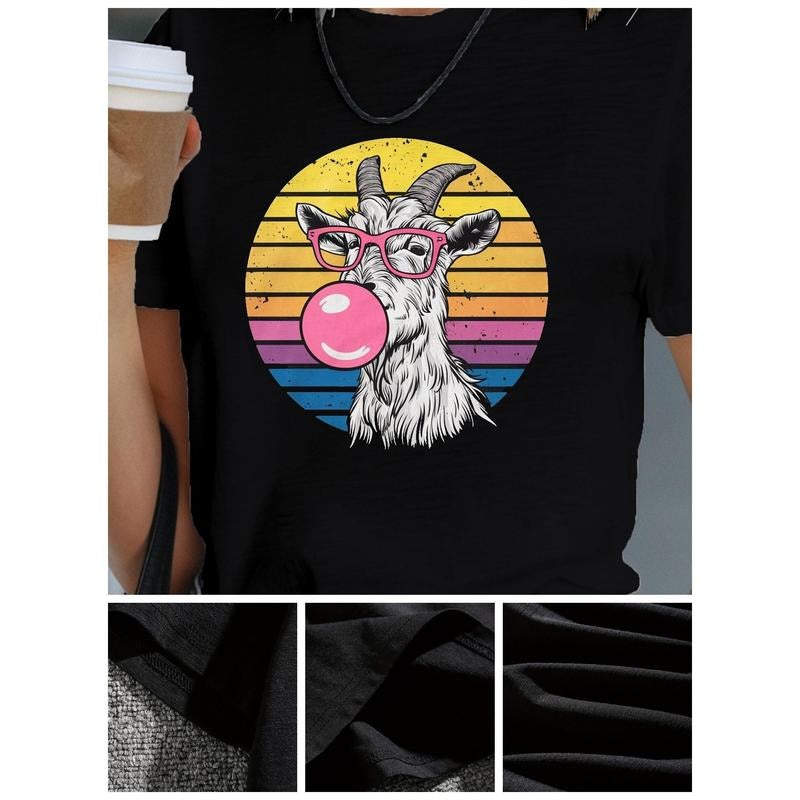 Goat wearing pink glasses women's comfit t-shirt made in usa Hoodie, Sweatshirt | GrindPrints.com