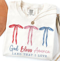 God Bless America Shirt - 4th of July Comfort Colors Tee with Red White Blue Bow - Patriotic USA Shirt