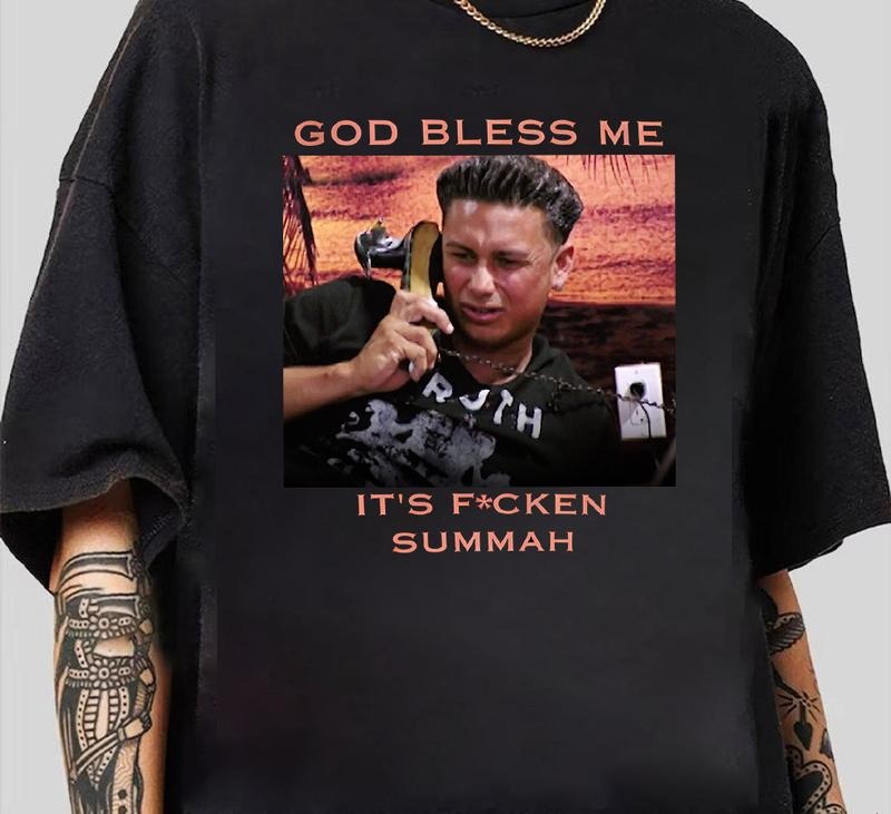 God Bless Me It's Fcken Summah T-Shirt Trendy Graphic T-Shirt with Street Style Hoodie, Sweatshirt | GrindPrints.com