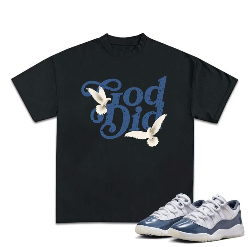 God Did 11S Diffused Blue Shirt Shirt Match Sneaker Streetwear Y2k Shirt Underwear Clothe Cotton Menswear Top T-Shirts, Hoodie, Sweatshirt