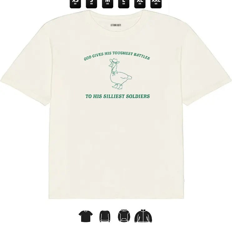 God Gives His Toughest Battles To His Silliest Soldiers- Unisex Heavy Taped neck T-Shirt, Gifts Hoodie, Sweatshirt