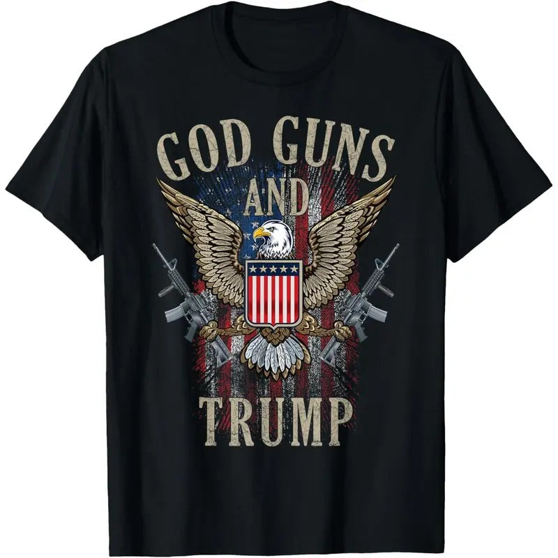 God Guns And Trump 2nd Amendment Flag AR15 American Flag T-Shirt made in usa Hoodie, Sweatshirt | GrindPrints.com
