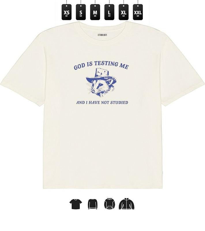 God Is Testing Me  - Unisex Heavy Taped neck T-Shirt, Gifts Hoodie, Sweatshirt | GrindPrints.com