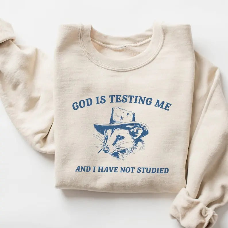 God Is Testing Me and I Have Not Studied Sweatshirt T-Shirts, Hoodie | GrindPrints.com