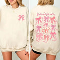 God Says I Am Coquette Bow Sweatshirt, Women's Christian Shirt, Balletcore Christian Sweater, Christian Girl Gifts, Pink...
