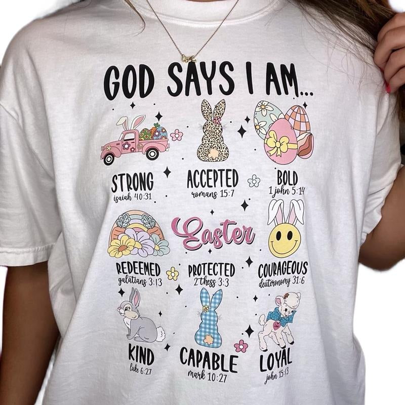 God Says I Am T-Shirt, Comfort Colors Easter Tee Hoodie, Sweatshirt | GrindPrints.com