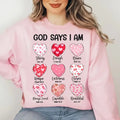 God Says I am Valentine Shirt, Jesus Valentine Tee, Christian Valentine Gift, Valentine Bible Verse Sweater, Retro...