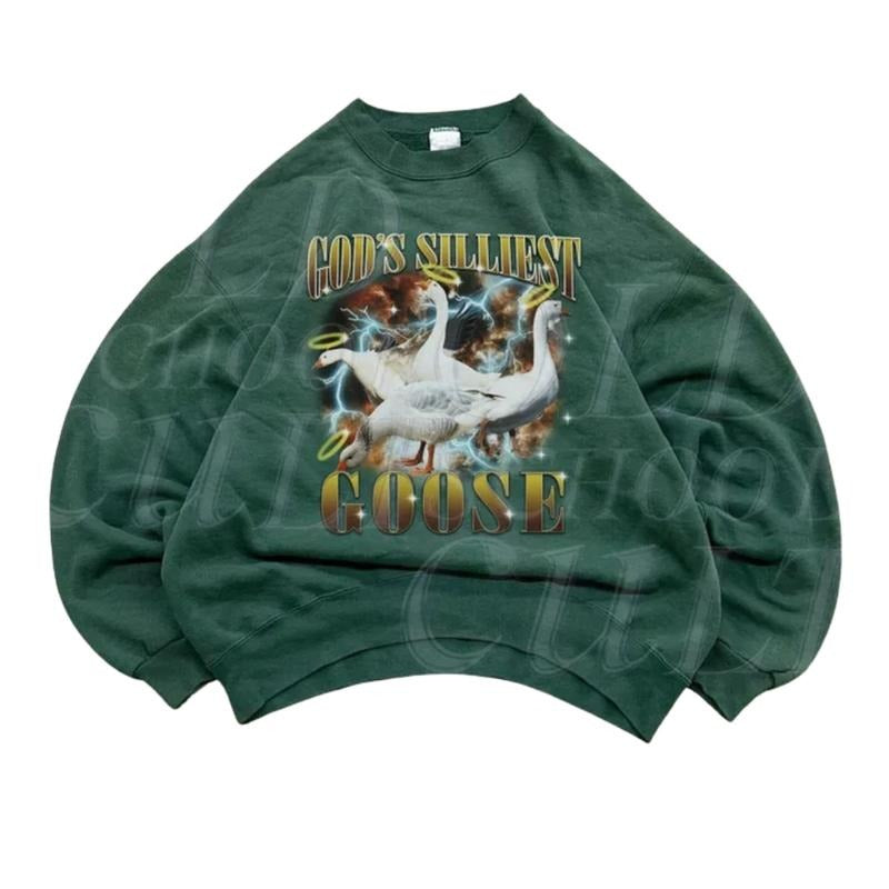 Gods Silliest Goose Vintage 90s Style Sweatshirt, Retro Goose Sweater, Silly Goose Lover Sweater, Y2k Funny 2000s...