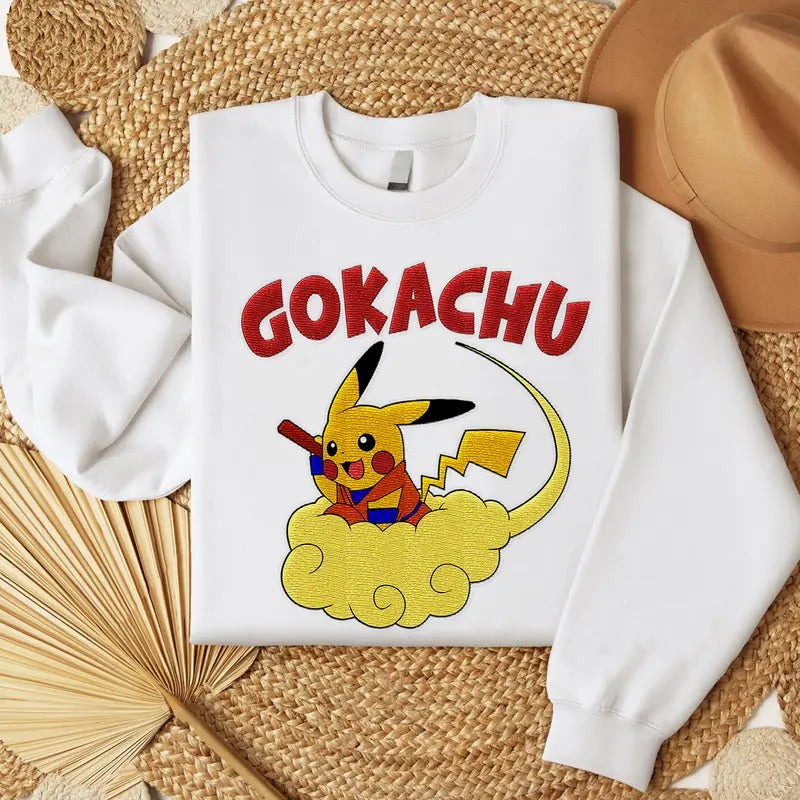 Gokachu Embroidered Shirt, Anime Embr Hoodie, Sweatshirt | GrindPrints.com