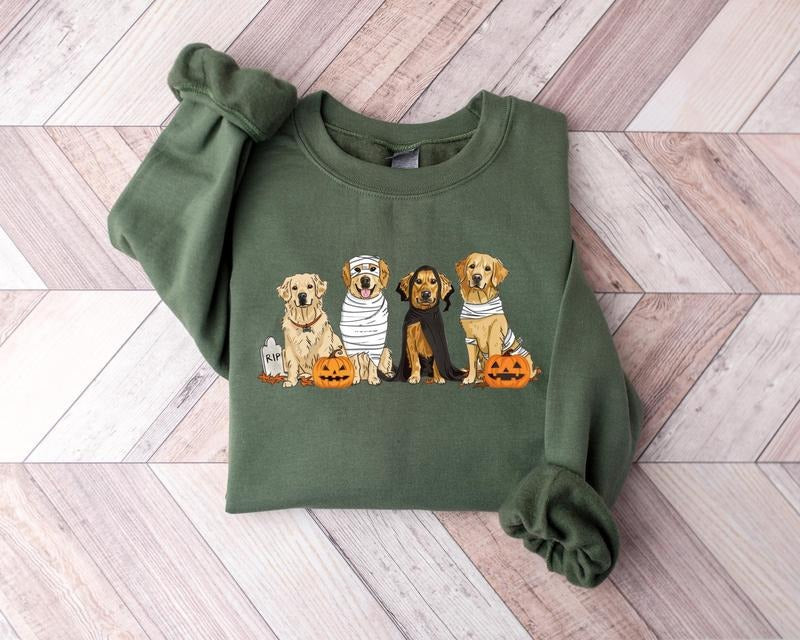 Golden Retriever Ghost Dogs sweatshirt, Halloween Sweatshirt, Halloween Sweater, Ghost Dog Shirt, Halloween Dog...