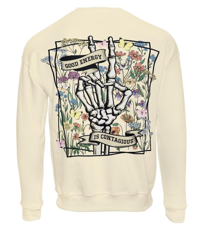 Good Energy Is Contagious Unisex Crewneck Sweatshirt - Fashionable Men's Tops for Cozy Outfits & Good Vibes T-Shirts, Hoodie