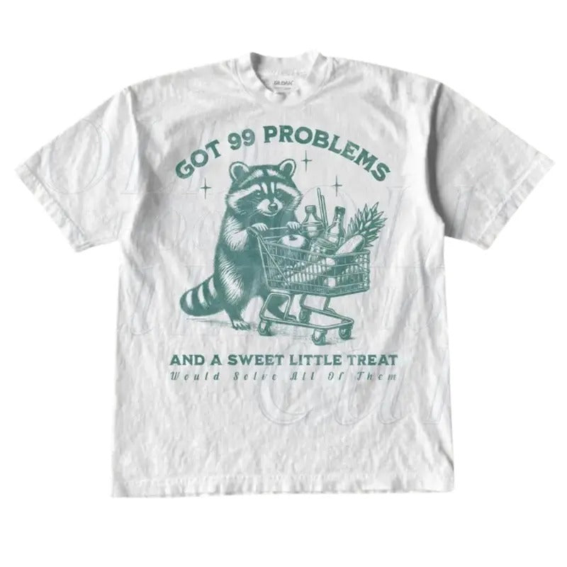 Got 99 Poblems And A Sweet Little Treat Would Solve All Of Them Vintage T-Shirt, Retro 90s Unisex Adult Raccoon T Shirt,...