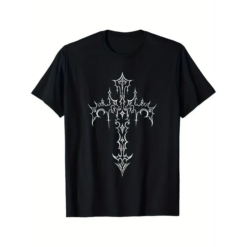Gothic Cross Punk aesthetic Mall Gothic T-shirts, men's T-shirts, quality materials, comfortable and breathable Made in...