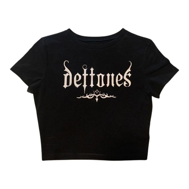 Gothic Emo Girl Baby Tee, Deftones Band Rock Baby Tee, Y2k Top Women Streetwear, Women Fitted T-Shirt, Gothic Emo Girl...