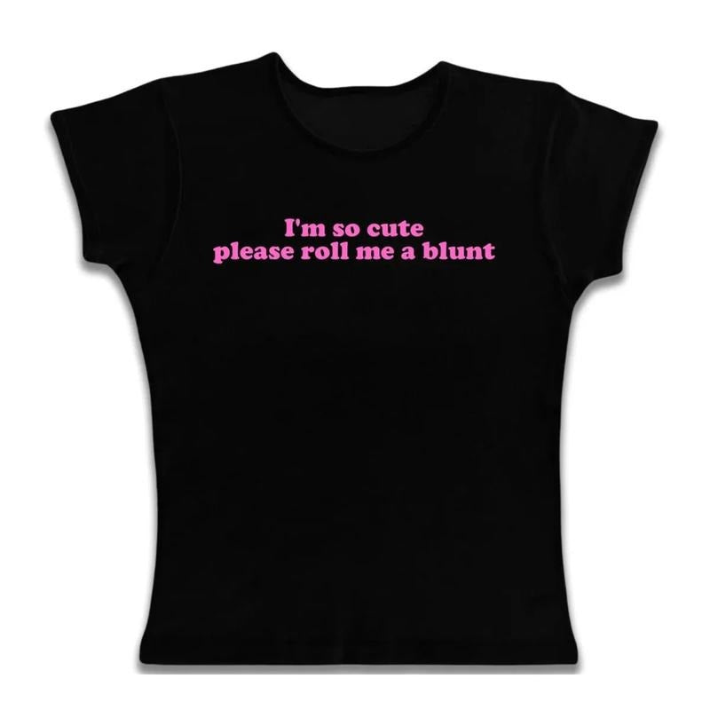 Gothic Emo Girl Baby Tee, Women Fitted T-Shirt, Im So Cute Baby Tee, Goth Short Sleeve Emo Girls Tops, Emo Scene 2000s...