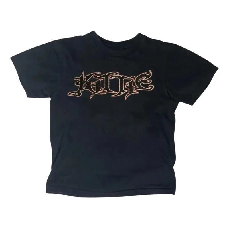Gothic Emo Girl Baby Tees, Vintage Women Letter Print Casual Short Sleeve, Y2k Top Women Streetwear, Grunge 2000s,...