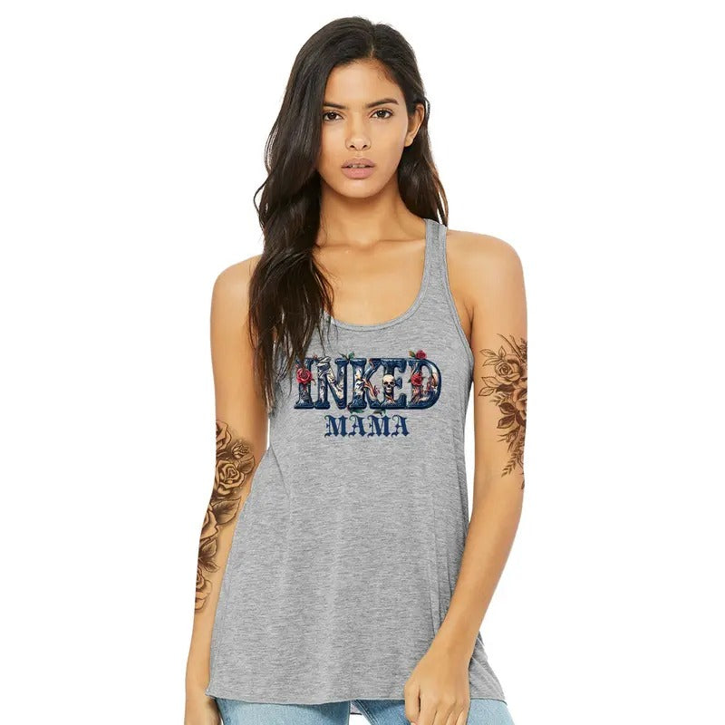 Gothic Inked Mama Tank Top, Inked Moms Club Sleeveless Top, Tatted Moms Club Athletic Tank, Tattooed Mama Clothing, Gift...