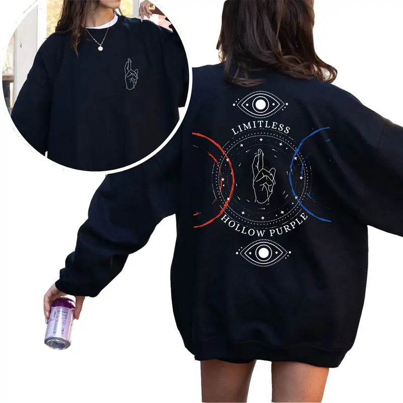 Gothic JJK Limitless Hollow Purple Characters Anime Lovers Tshirt Crewneck Hoodie Sweatshirt | GrindPrints.com