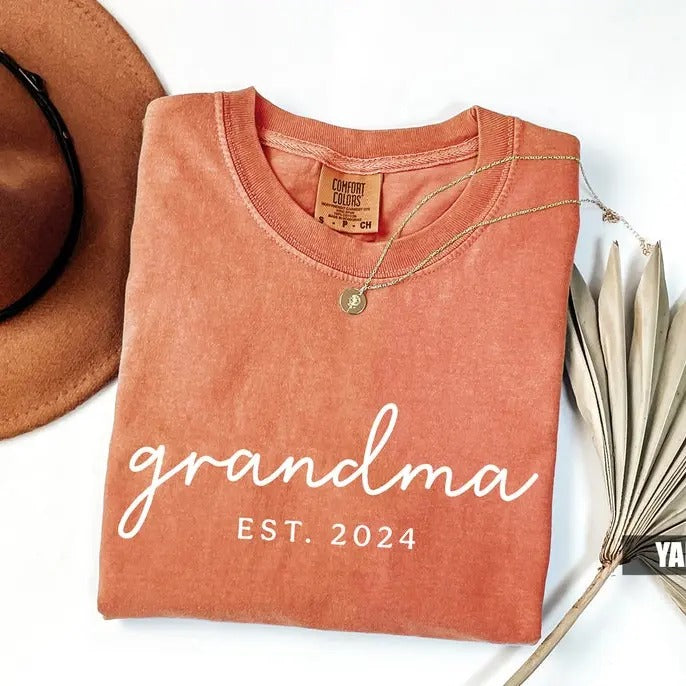 Grandma 2024 Comfort Colors Shirt, Gift for Grandmother, Nana Tee, Grandma Est Date T-shirt, Mommy Shirt, Mimi Shirt...