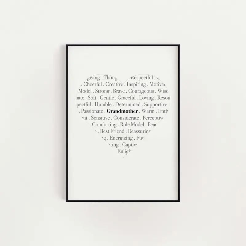 Grandma Gift Mothers Day Wall Art, Word Print Mother, Grandma Gift, Gifts For Women Her Wall Art, Poster Prints No Frame,...