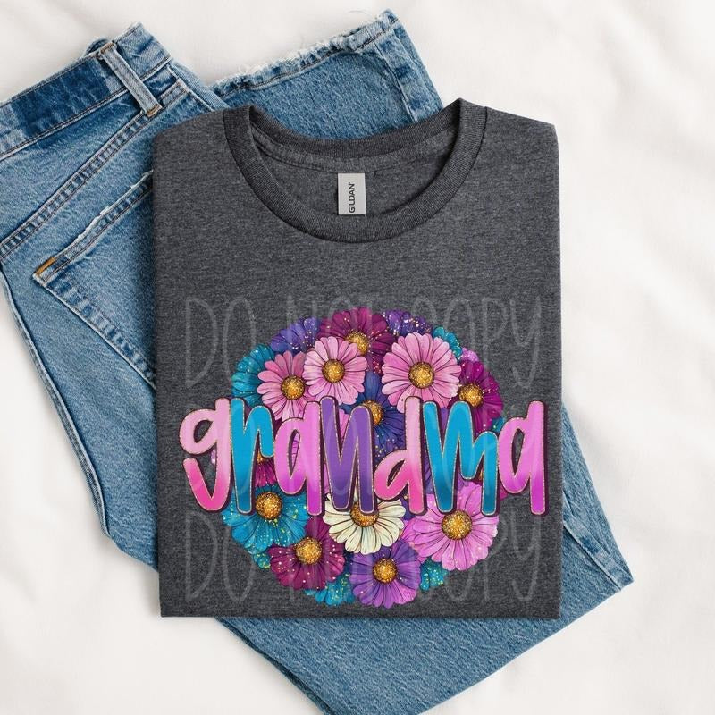 Grandma Glitter Floral DTF Transfers - THIS IS NOT A SHIRT Hoodie, Sweatshirt | GrindPrints.com