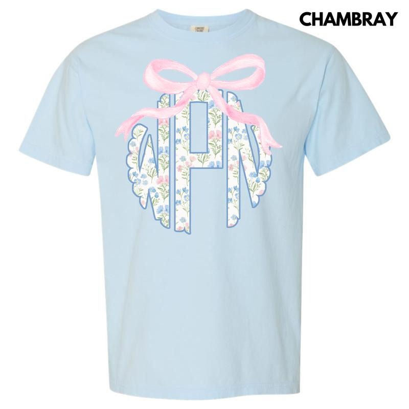 Grandmillennial Floral Monogram Comfort Colors T-Shirt 'NLB' Hoodie, Sweatshirt | GrindPrints.com