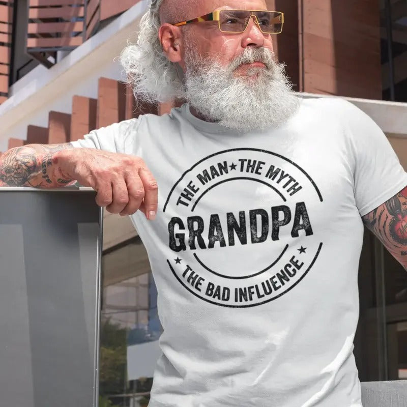 Grandpa Funny Gift T-shirt, Sarcastic Grandpa Bad influence, Funny Grandpa Shirt, Grandfather Shirt, Gifts for Grandpa