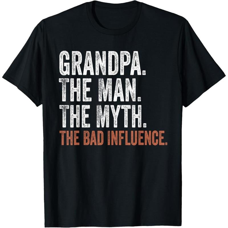 Grandpa The Man The Myth The Bad Influence Father's Day T-Shirt made in usa Hoodie, Sweatshirt | GrindPrints.com