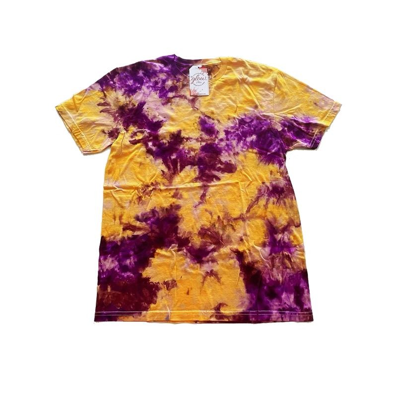 Grape Lemonade Hand Dyed Ice Dyed Tie Dye T-Shirt Purple And Yellow 100% Cotton Shirts Women Summer Fall Casual Short...