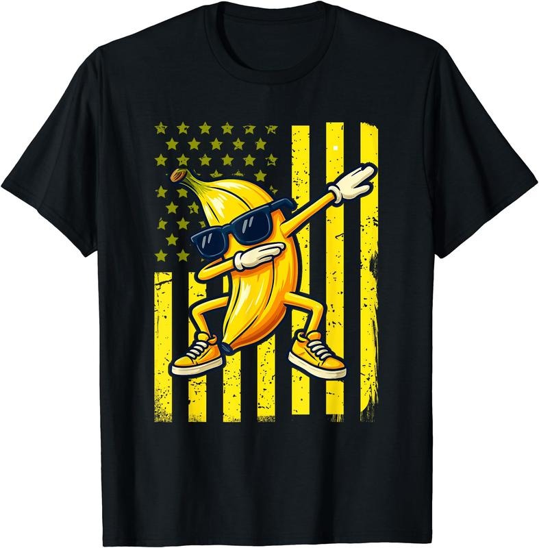 Graphic Banana Retro American Flag Dabbing Banana Lover T-Shirt | Unisex Cotton Tee Gift, Crewneck, Short Sleeve Hoodie,...