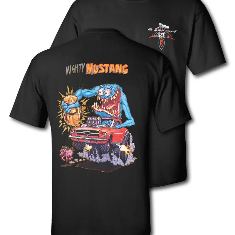 Graphic Tees Rat Fink "Big Daddy" HotRod Mighty Mustang Casual Cotton Hoodie, Sweatshirt | GrindPrints.com