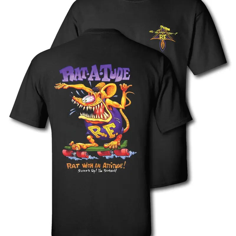 Graphic Tees Rat Fink Ed "Big Daddy" Roth Rat A Tude Casual Cotton Hoodie, Sweatshirt | GrindPrints.com