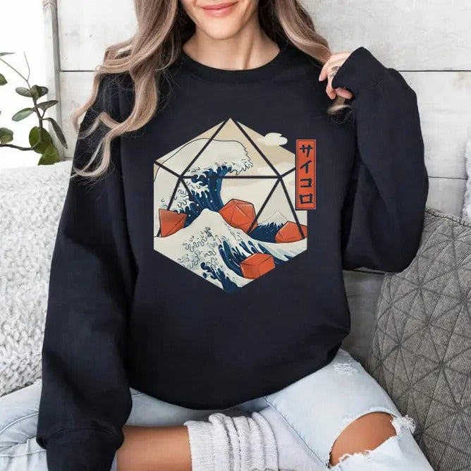 Great Wave of Dice Shirt | d20 shirt | dungeons and dragons | dice dnd | dnd tshirt Hoodie, Sweatshirt | GrindPrints.com