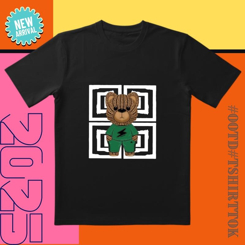 Green Bear Graphic Tee |   3D Cut & Geometric Clash |   Trendy Streetwear for All  OOTD Hoodie, Sweatshirt | GrindPrints.com