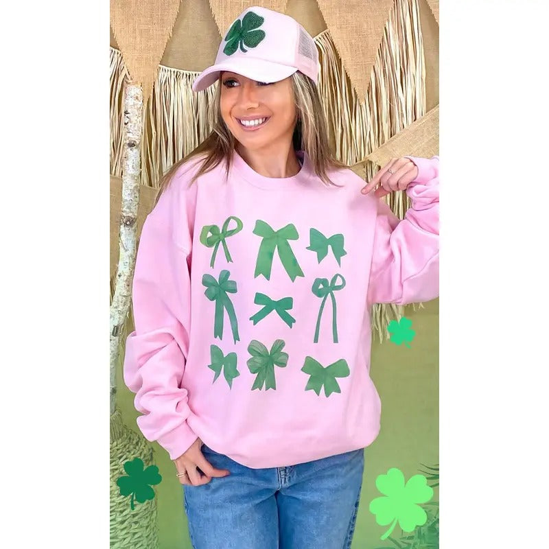 Green Bows St Patricks Day Graphic Sweatshirt T-Shirts, Hoodie | GrindPrints.com