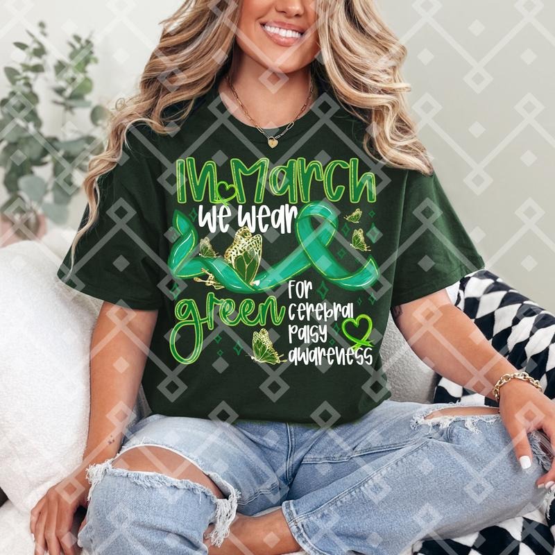 Green Cerebral Palsy WHITE INK DTF Transfers - THIS IS NOT A SHIRT Hoodie, Sweatshirt | GrindPrints.com