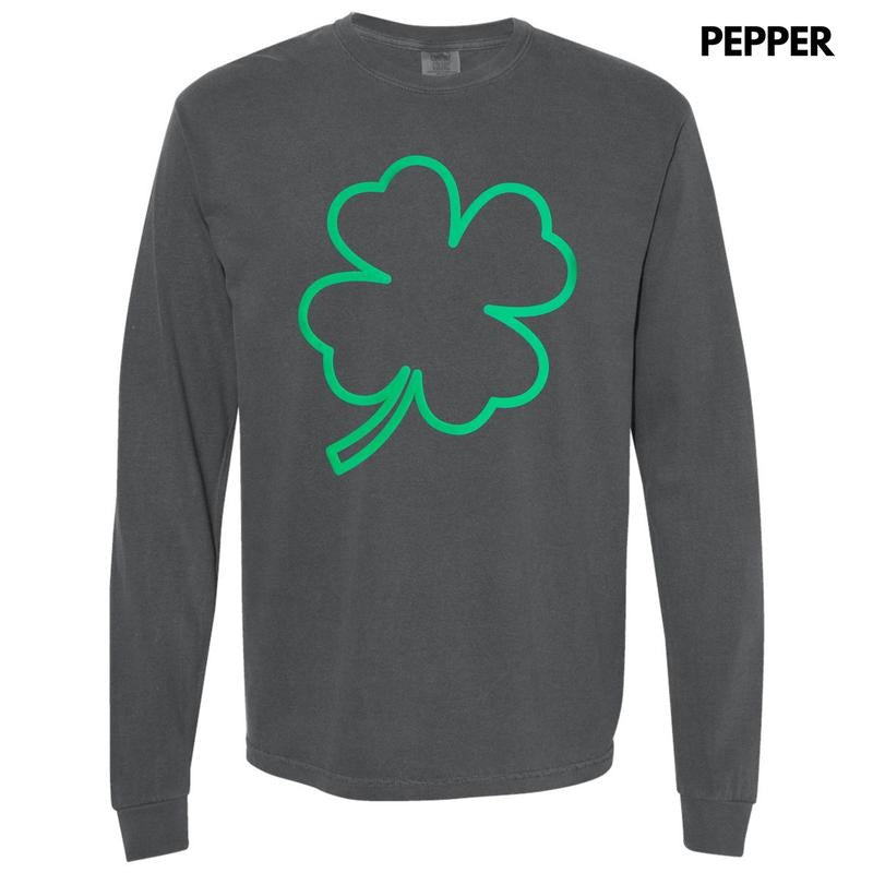 Green Puff Shamrock Long Sleeve Comfort Colors T-Shirt Hoodie, Sweatshirt | GrindPrints.com