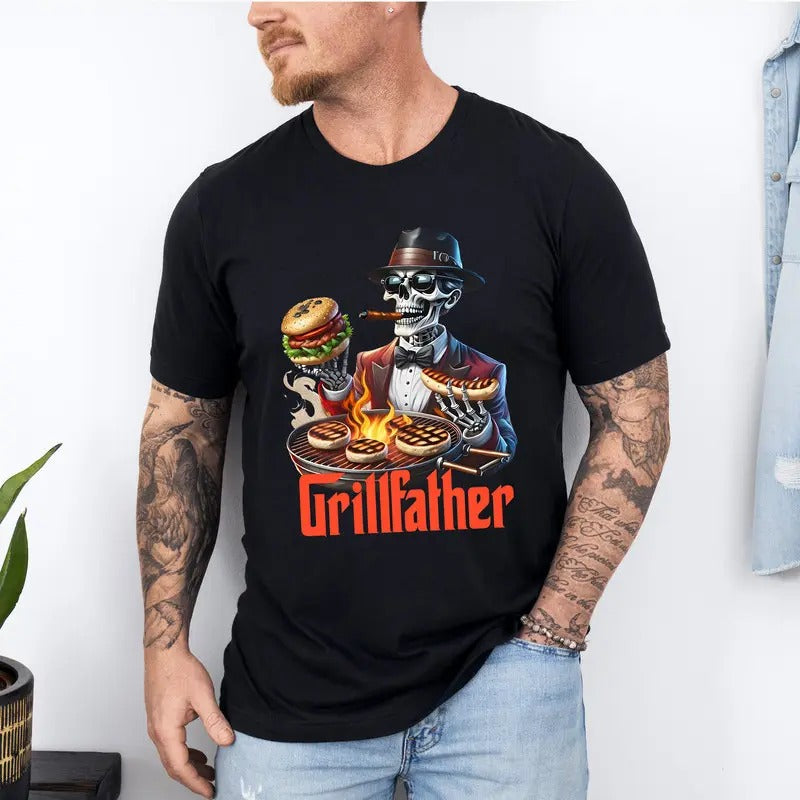 Grill Father Shirt, Funny Dad Shirt, Skeleton Shirt, BBQ Dad Shirt, Funny Gift For Dad, Fathers Day Shirt, Mens BBQ...