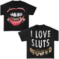 Grillz I Love Slts Garment-Dyed Y2k T-Shirt Graphic Tees Oversized Cotton Unisex Top Streetwear Hoodie, Sweatshirt