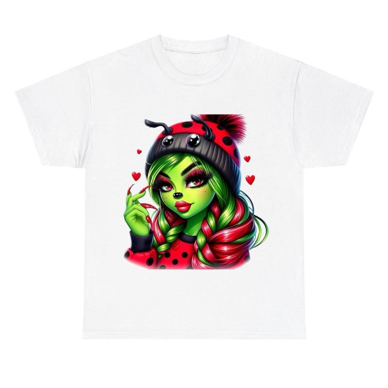 Grin Boujeee Red Lady Tee, Christmas Shirt Cotton Fabric Hoodie, Sweatshirt | GrindPrints.com