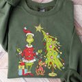 Grinch Christmas Tree Crewneck Sweatshirt, Hoodie, T-shirt | GrindPrints.com