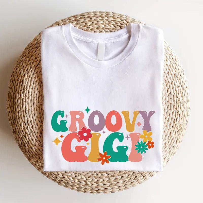 Groovy Gigi Shirt, Floral Grandma T-shirt, Grandmother Birthday Gift Tee, Grandma Baby Announcement Tee, New Nana Shirt,...