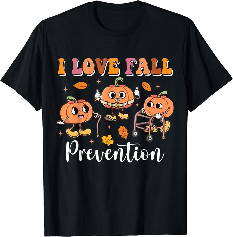 Groovy Retro I Love Fall Prevention Fall Physical Therapy T-Shirt | Unisex Cotton Tee, Short Sleeve, Size S-5XL Hoodie,...