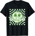 Groovy Shamrock Smile Face St Patricks Day Men Funny T-Shirt | Unisex Cotton Tee, Short Sleeve, Crewneck, Size S-5XL...
