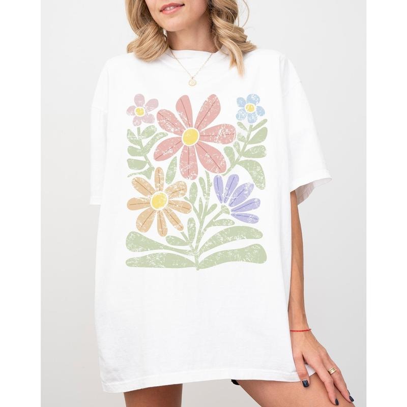 Groovy, Gorgeous Abstract Flowers, Boho Floral Design, Summer Vibes, Gardening, Festival, Nature Shirt, Women's Comfort...