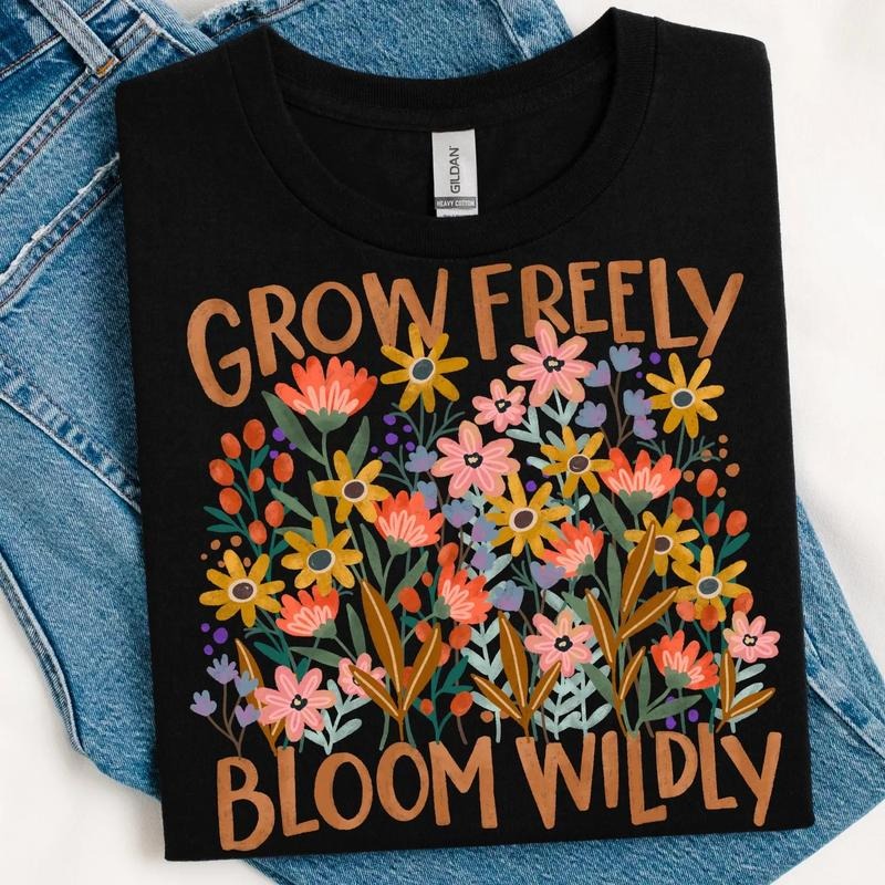 Grow Freely, Bloom Wildly DTF TRANSFERS - THIS IS NOT A SHIRT Hoodie, Sweatshirt | GrindPrints.com