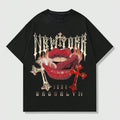 Grunge Punk Cross Lips Y2k Graphic Print T-Shirt Top Tee Streetwear Oversized Hoodie, Sweatshirt | GrindPrints.com