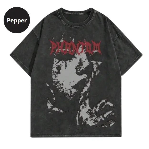 Grunge Punk Men's Blurred Portrait Print Washed T-Shirt, High Street Vintage Tshirt, Sweatshirt, Hoodie Size S- 3XL,Gift...
