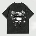 Grunge Punk Men's Street Metal Lip Print Vintage Distressed Short Sleeve T-Shirt, Vintage Graphic Tee, Unisex Crewneck...